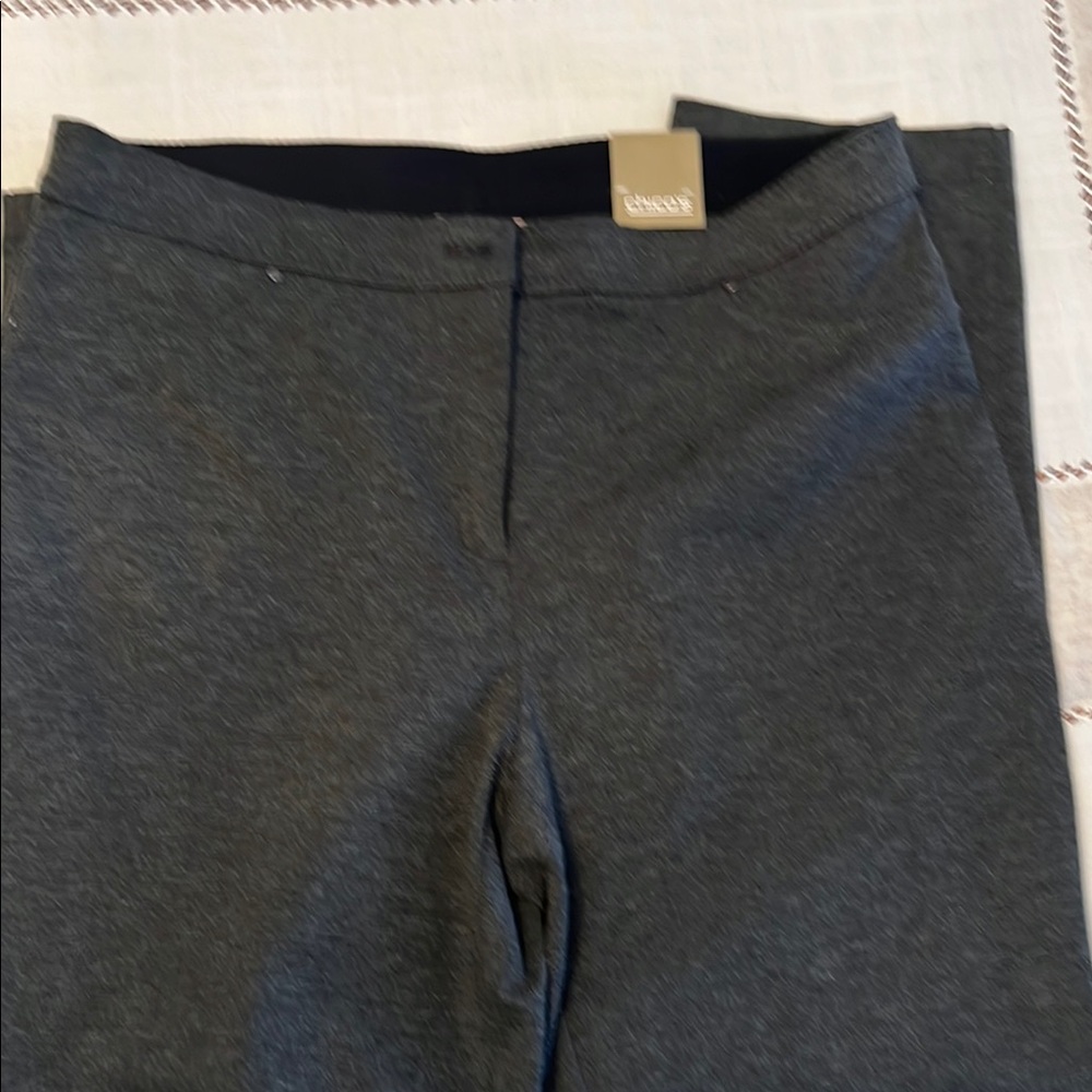 Chico's Gray Straight Leg Pants with Textured Knit Fabric